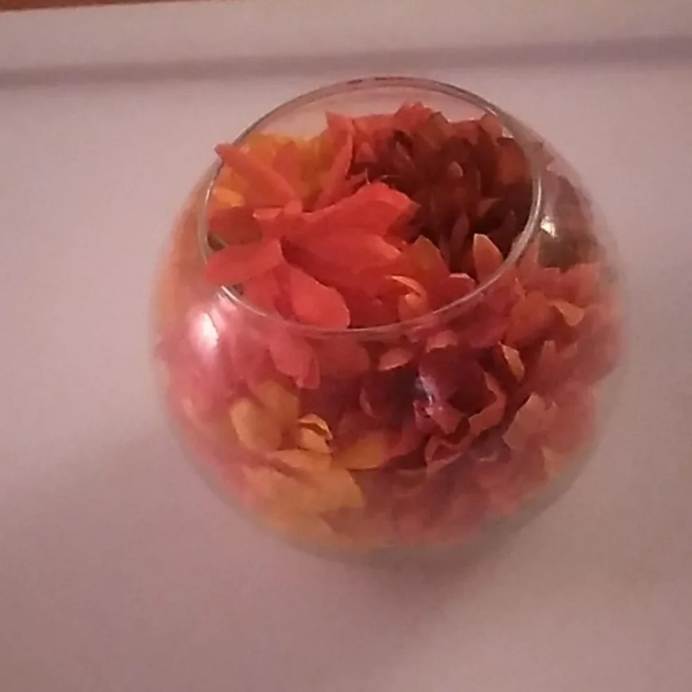 Glass Bowl with Faux Flowers